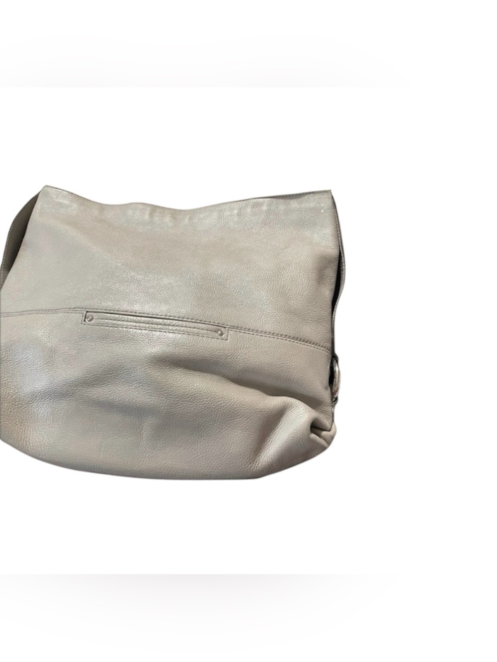 Michael Kors Pebbled Leather Hobo Shoulder Bag Light Gray Large Slouchy Purse - Picture 5 of 10
